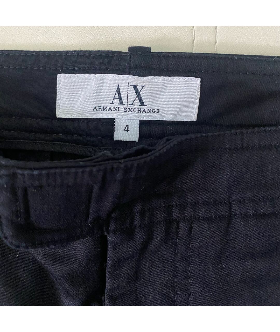 ARMANI EXCHANGE Черные хлопковые прямые брюки, фото 4