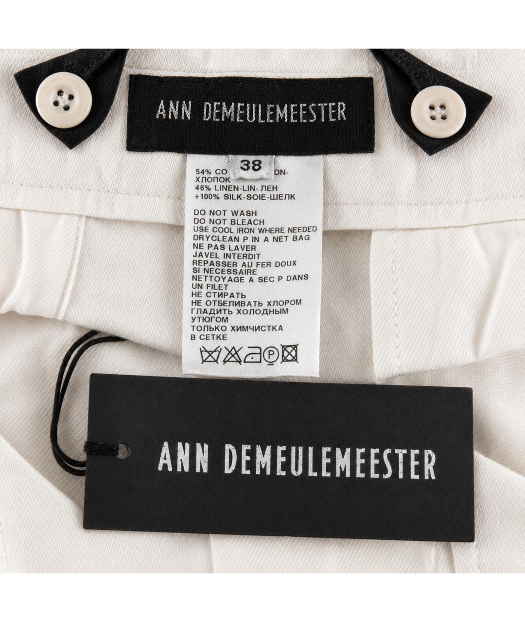 ANN DEMEULEMEESTER Бежевые хлопковые брюки широкие, фото 4