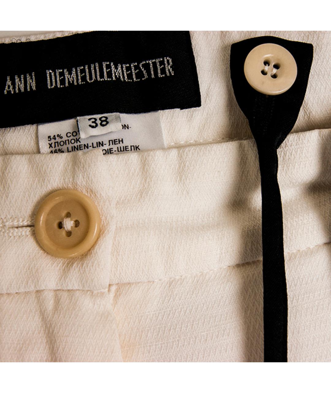 ANN DEMEULEMEESTER Бежевые хлопковые брюки широкие, фото 2