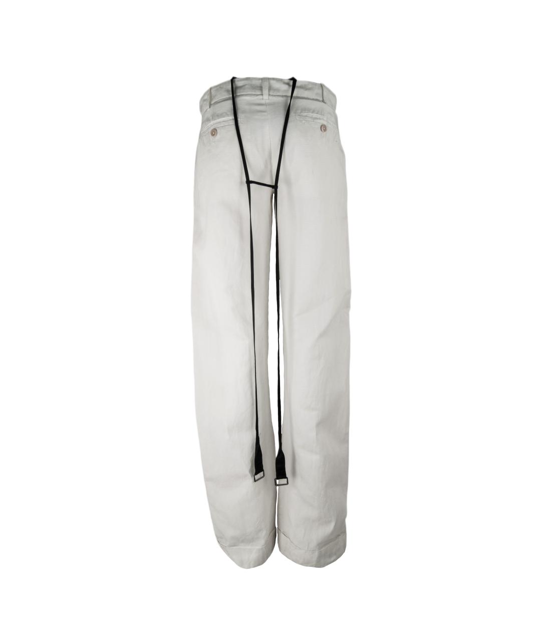 ANN DEMEULEMEESTER Бежевые хлопковые брюки широкие, фото 3