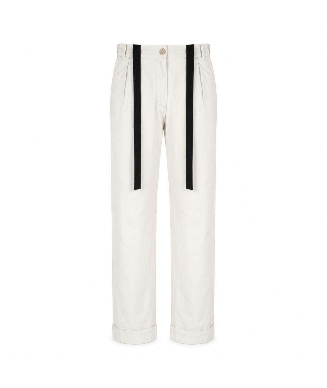 ANN DEMEULEMEESTER Бежевые хлопковые брюки широкие, фото 1