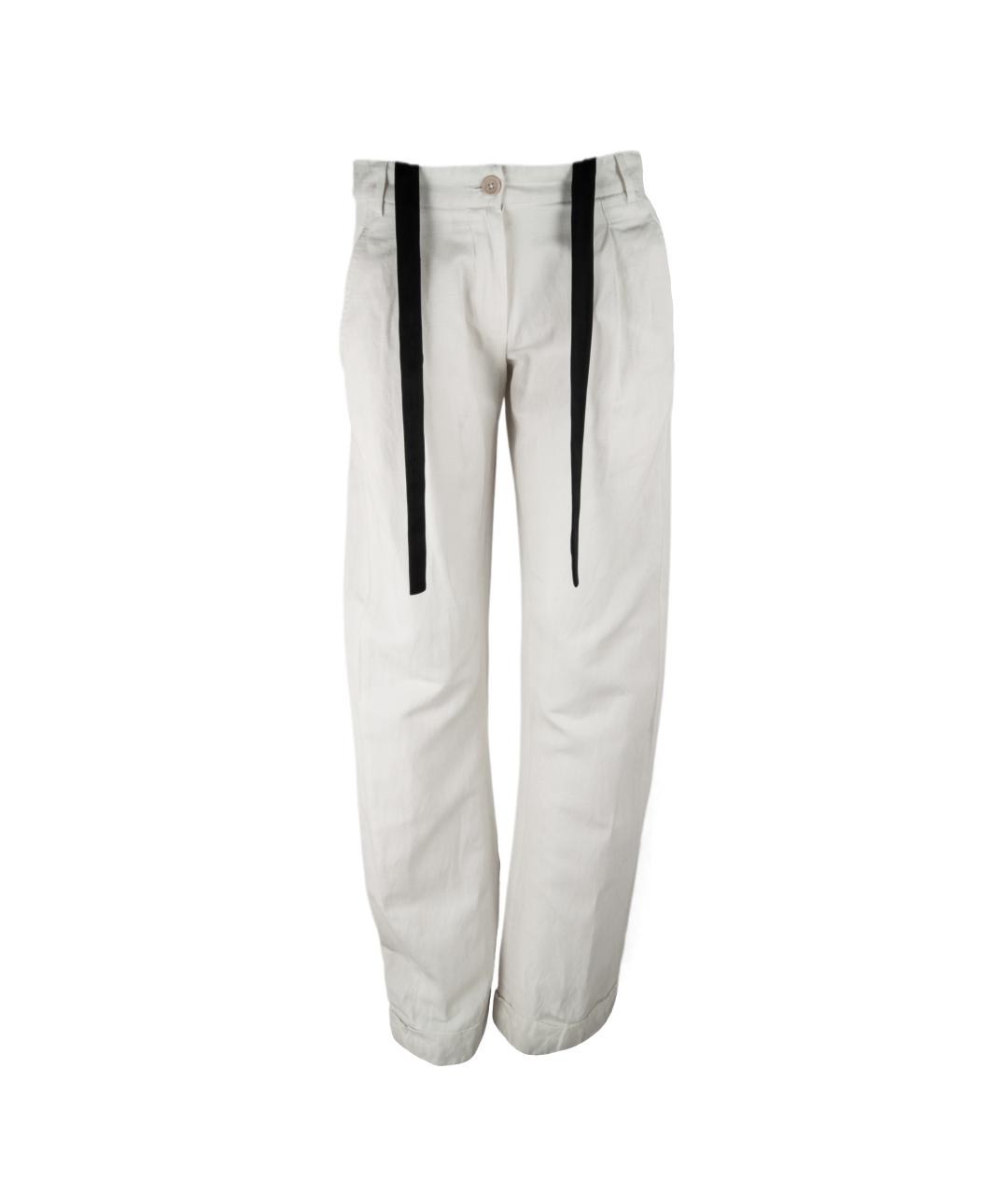 ANN DEMEULEMEESTER Бежевые хлопковые брюки широкие, фото 1