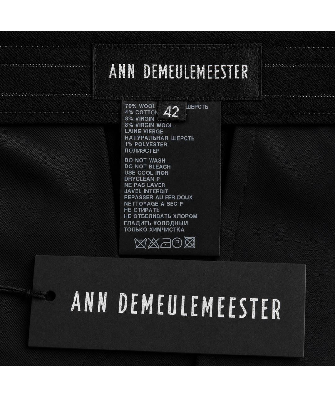 ANN DEMEULEMEESTER Черные шерстяные брюки широкие, фото 5