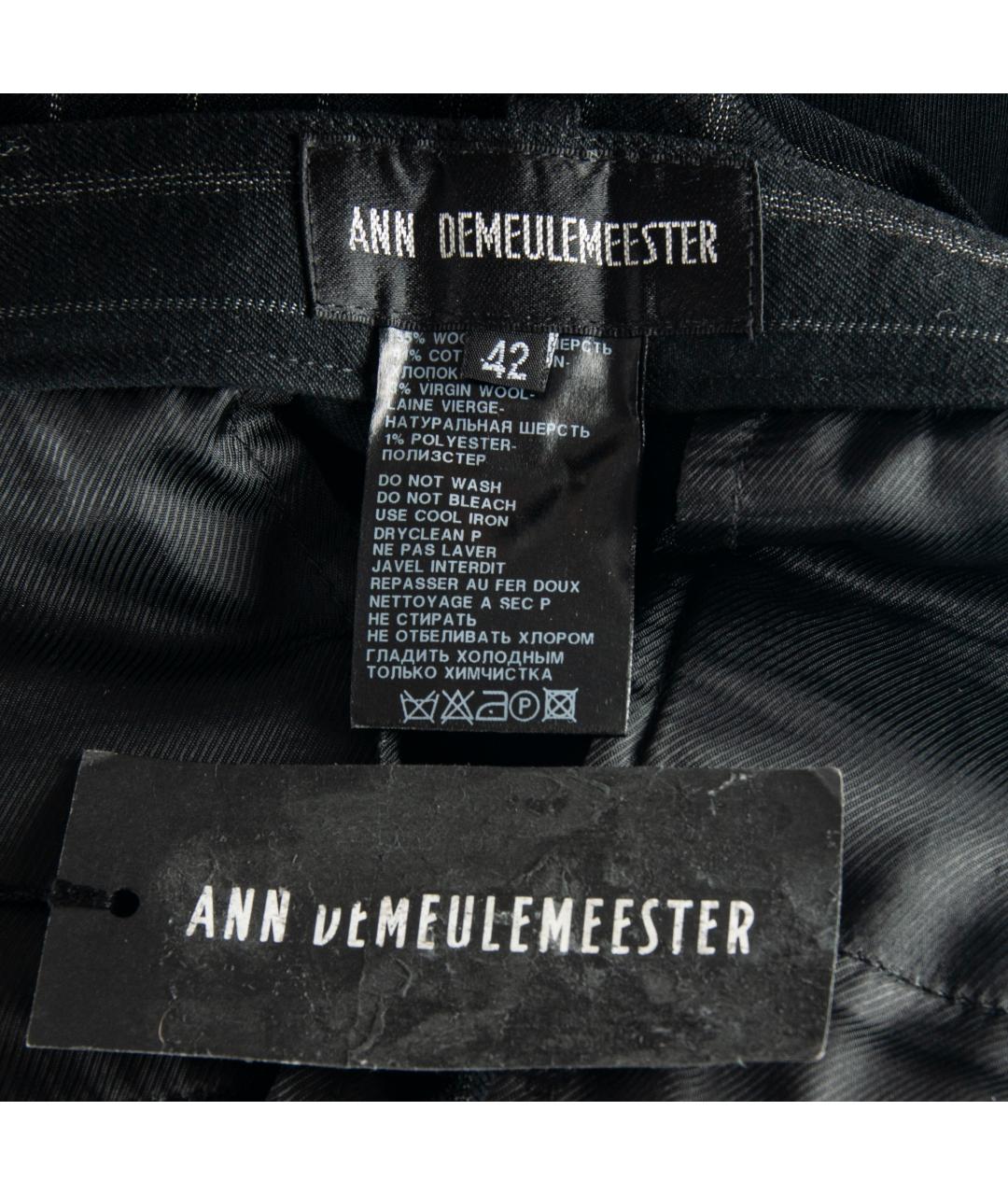 ANN DEMEULEMEESTER Черные шерстяные брюки широкие, фото 5