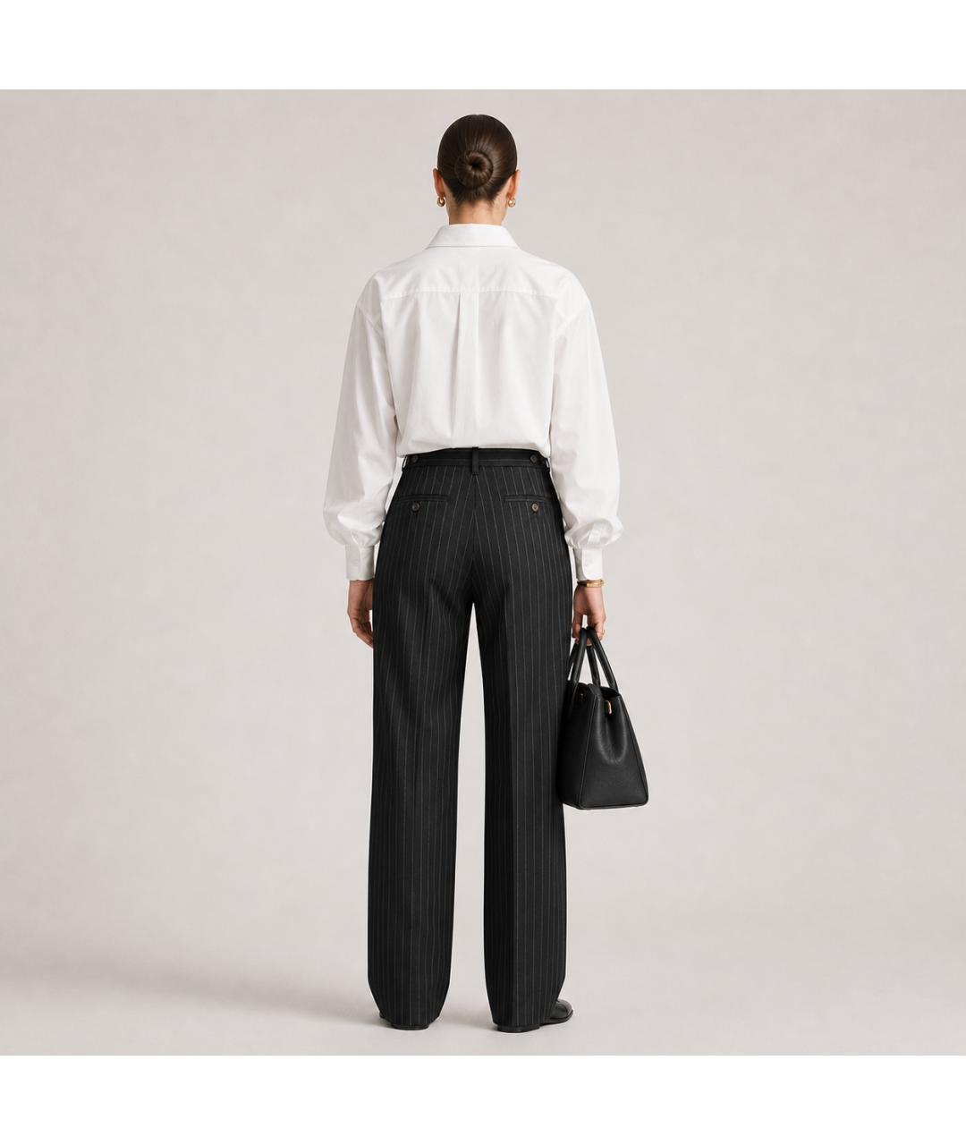 ANN DEMEULEMEESTER Черные шерстяные брюки широкие, фото 7