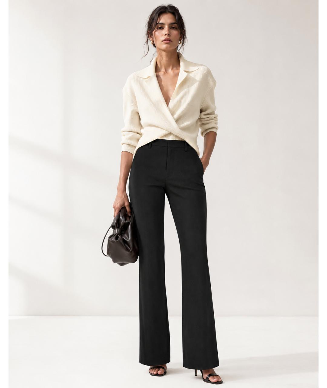 ANN DEMEULEMEESTER Черные хлопковые брюки широкие, фото 5