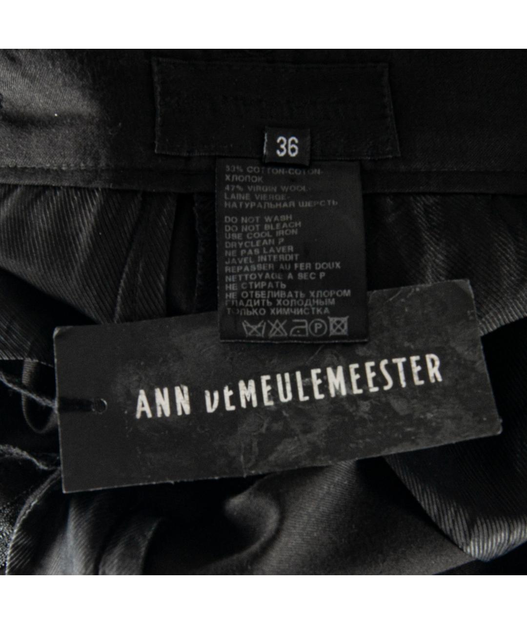 ANN DEMEULEMEESTER Черные хлопковые брюки широкие, фото 4