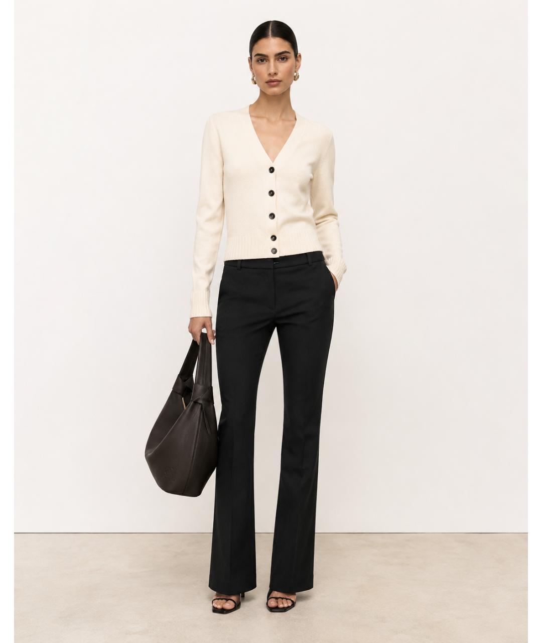 ANN DEMEULEMEESTER Черные хлопковые прямые брюки, фото 6