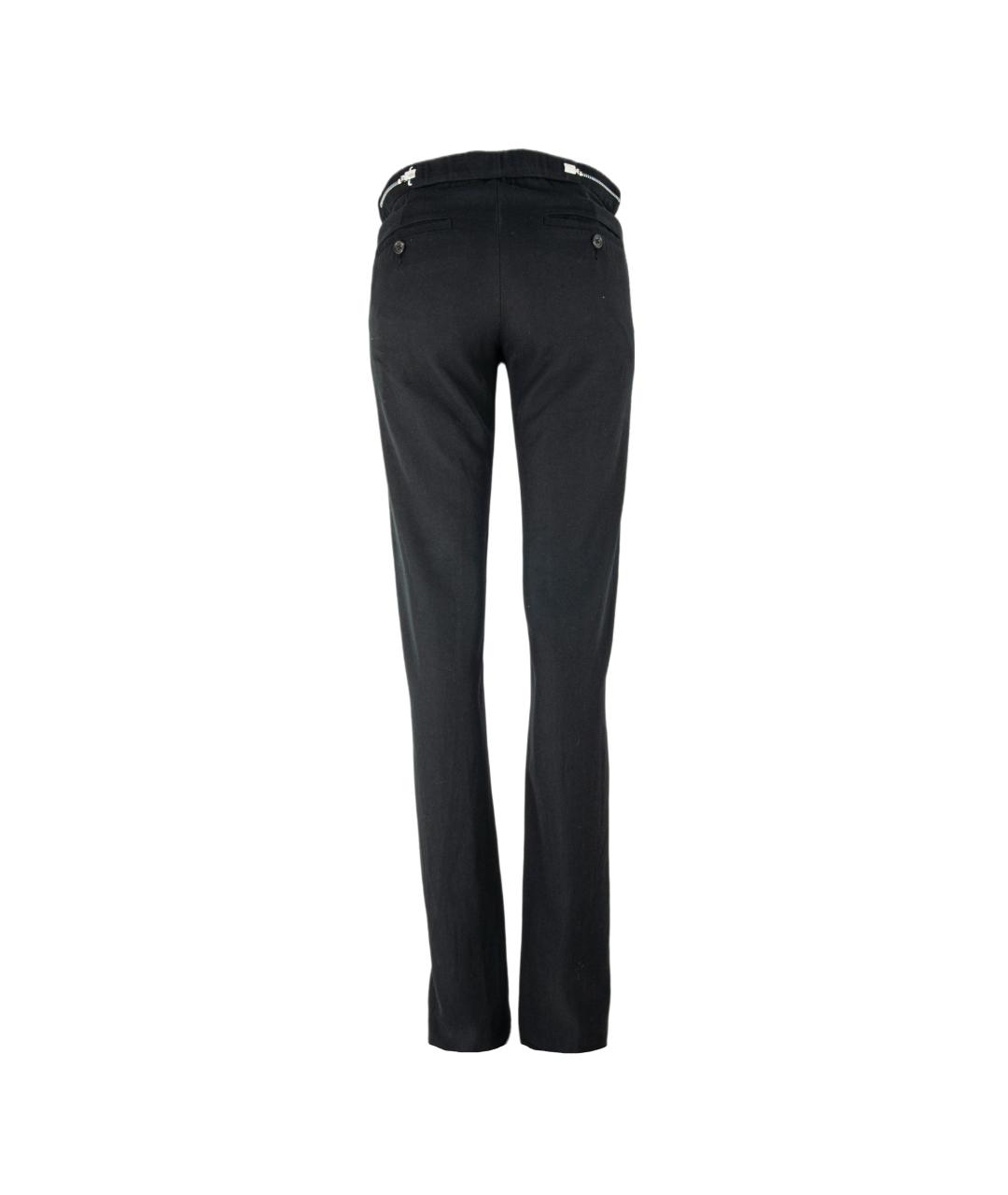 ANN DEMEULEMEESTER Черные хлопковые прямые брюки, фото 3