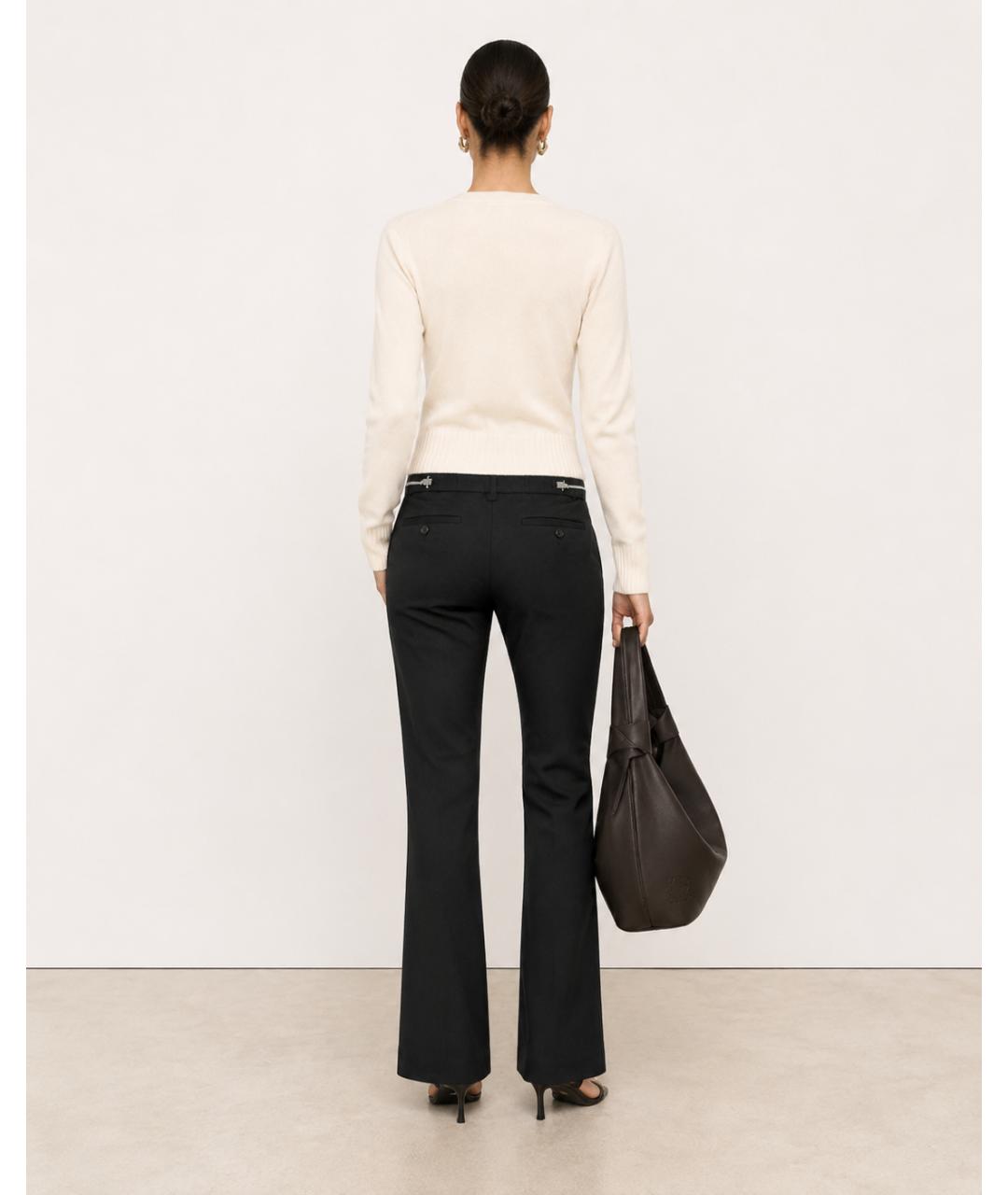 ANN DEMEULEMEESTER Черные хлопковые прямые брюки, фото 7