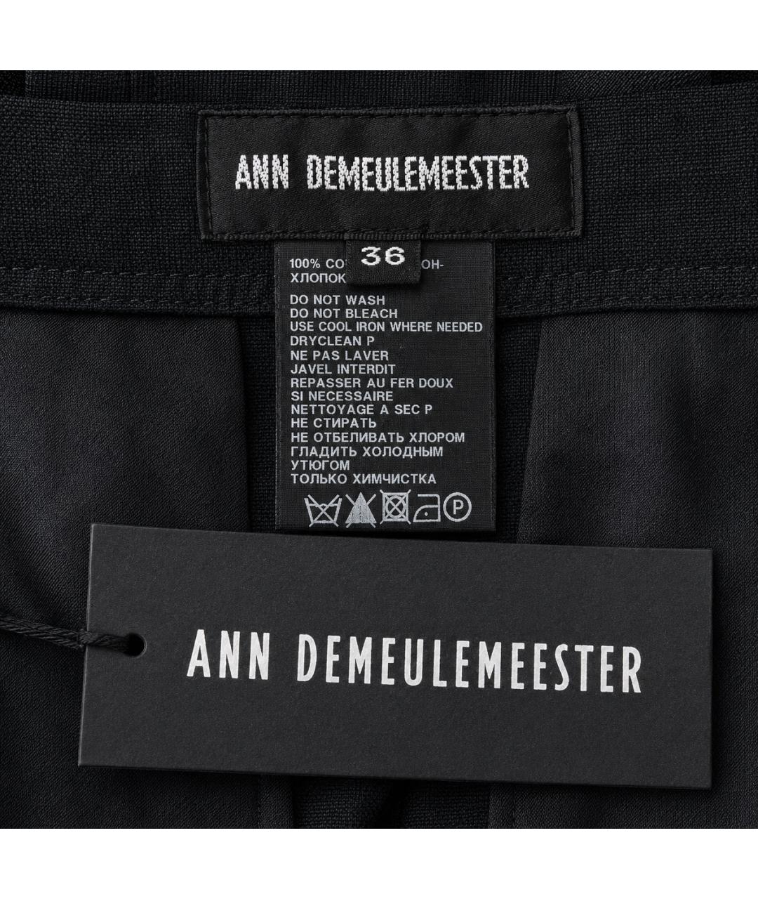 ANN DEMEULEMEESTER Черные хлопковые прямые брюки, фото 5