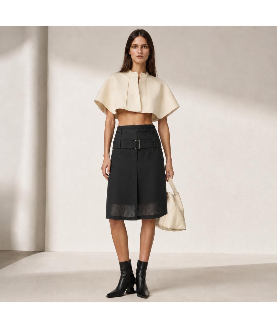 ANN DEMEULEMEESTER Черная шерстяная юбка мини, фото 5