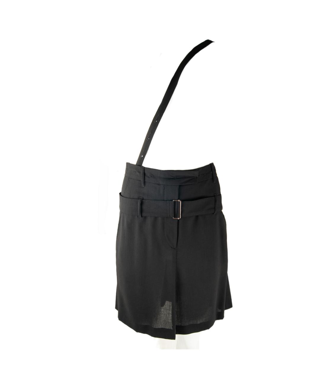 ANN DEMEULEMEESTER Черная шерстяная юбка мини, фото 3
