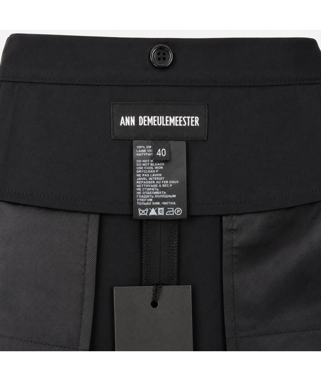 ANN DEMEULEMEESTER Черная шерстяная юбка мини, фото 4