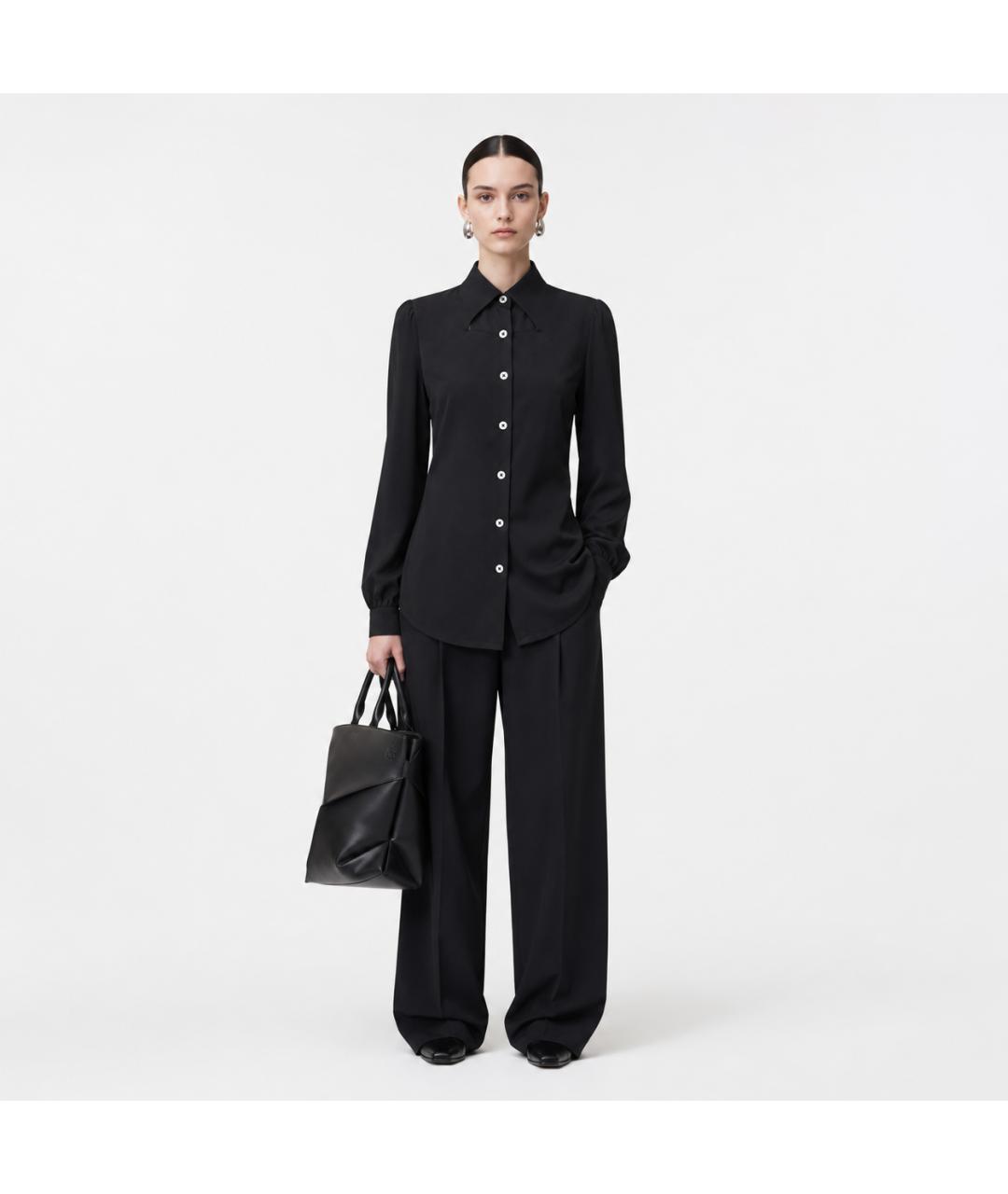 ANN DEMEULEMEESTER Черная вискозная рубашка, фото 7