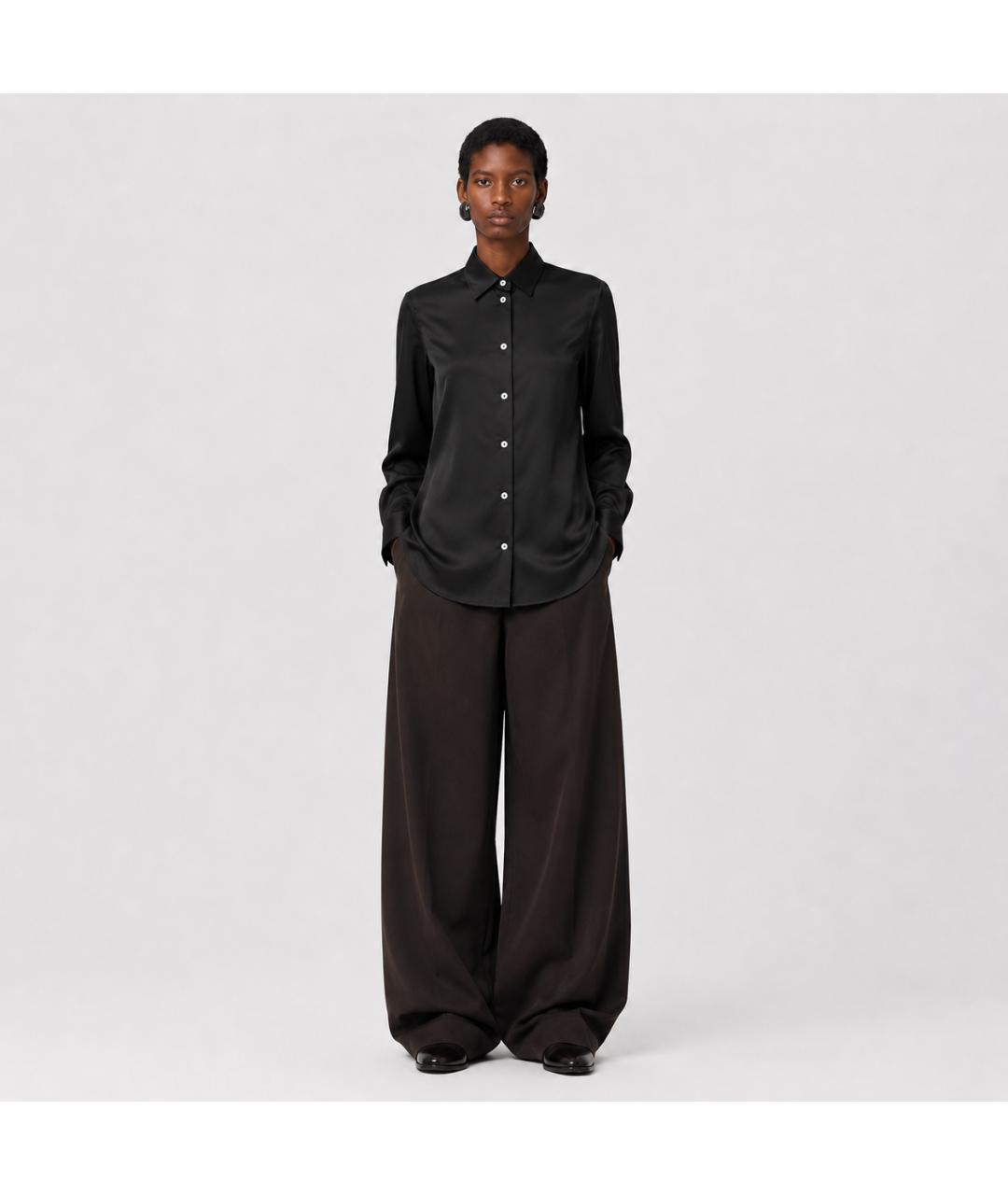 ANN DEMEULEMEESTER Черная вискозная рубашка, фото 5