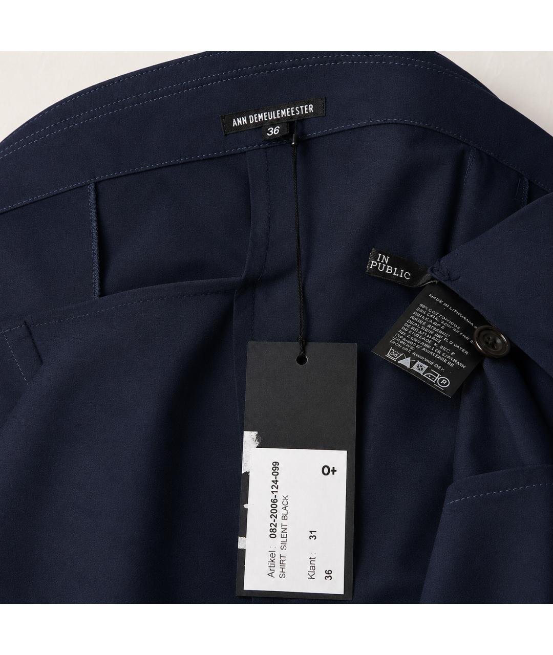 ANN DEMEULEMEESTER Темно-синяя хлопковая рубашка, фото 5