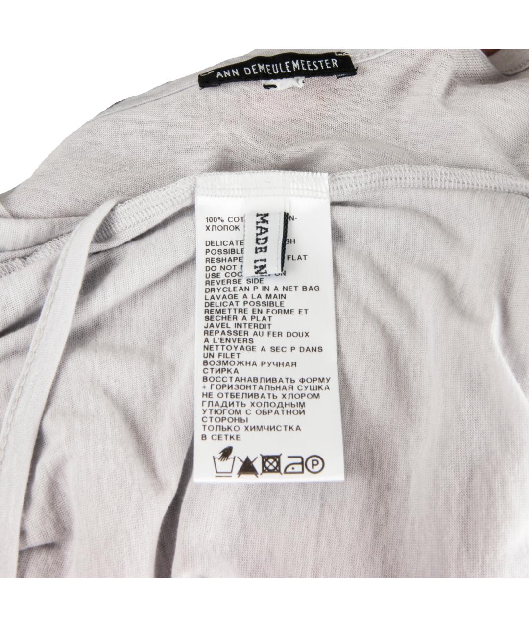 ANN DEMEULEMEESTER Серая хлопковая футболка, фото 5