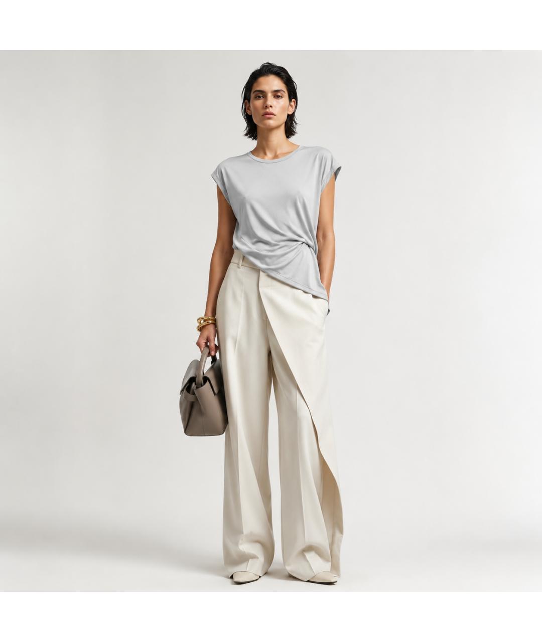 ANN DEMEULEMEESTER Серая хлопковая футболка, фото 6