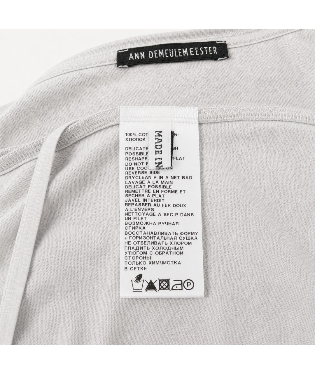 ANN DEMEULEMEESTER Серая хлопковая футболка, фото 5