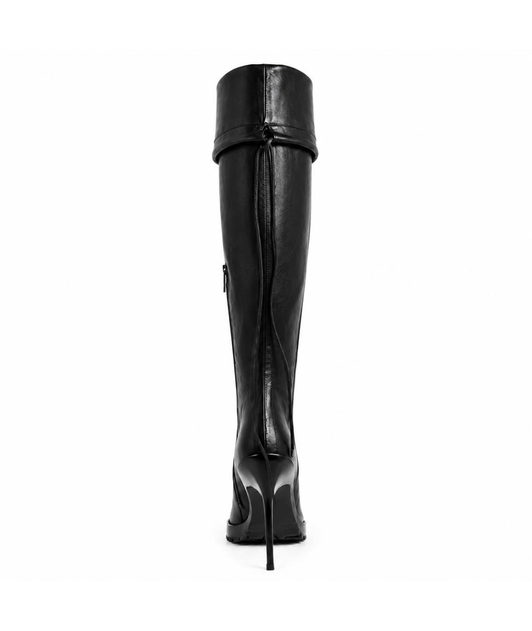 ANN DEMEULEMEESTER Черные кожаные ботфорты, фото 4