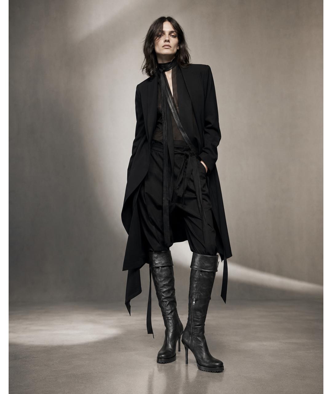 ANN DEMEULEMEESTER Черные кожаные ботфорты, фото 7