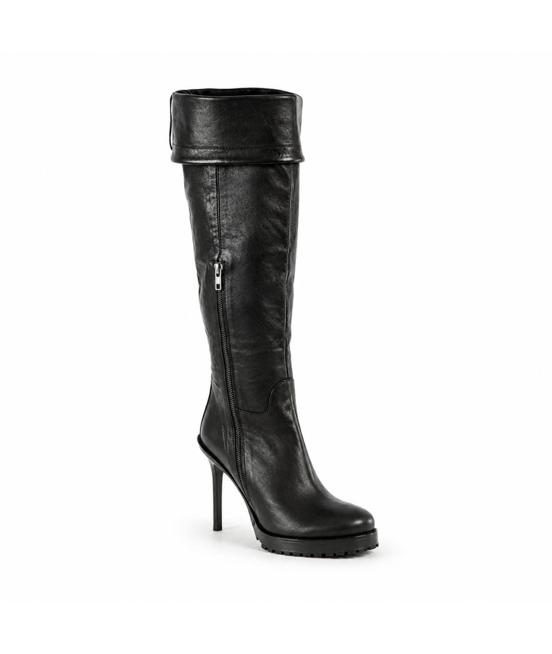 ANN DEMEULEMEESTER Черные кожаные ботфорты, фото 1