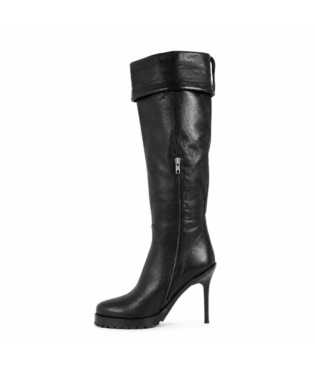 ANN DEMEULEMEESTER Черные кожаные ботфорты, фото 2