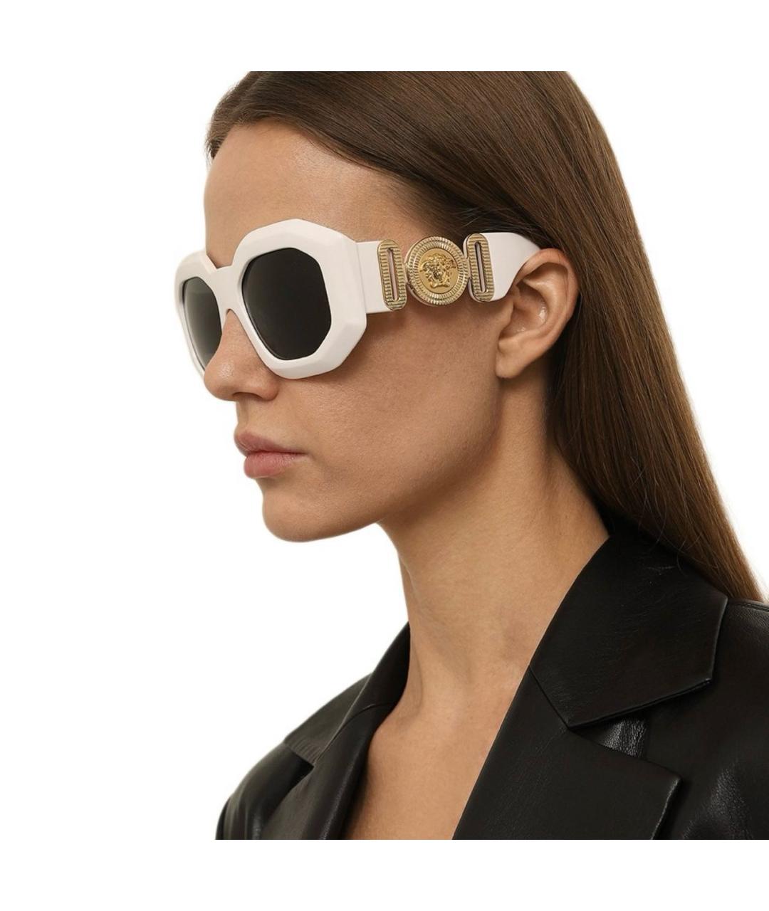 VERSACE Белые пластиковые солнцезащитные очки, фото 6