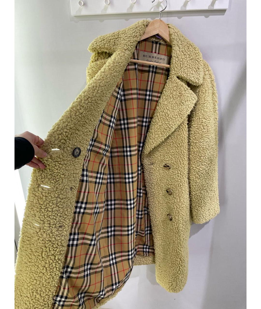 BURBERRY Горчичная шерстяная шуба, фото 5