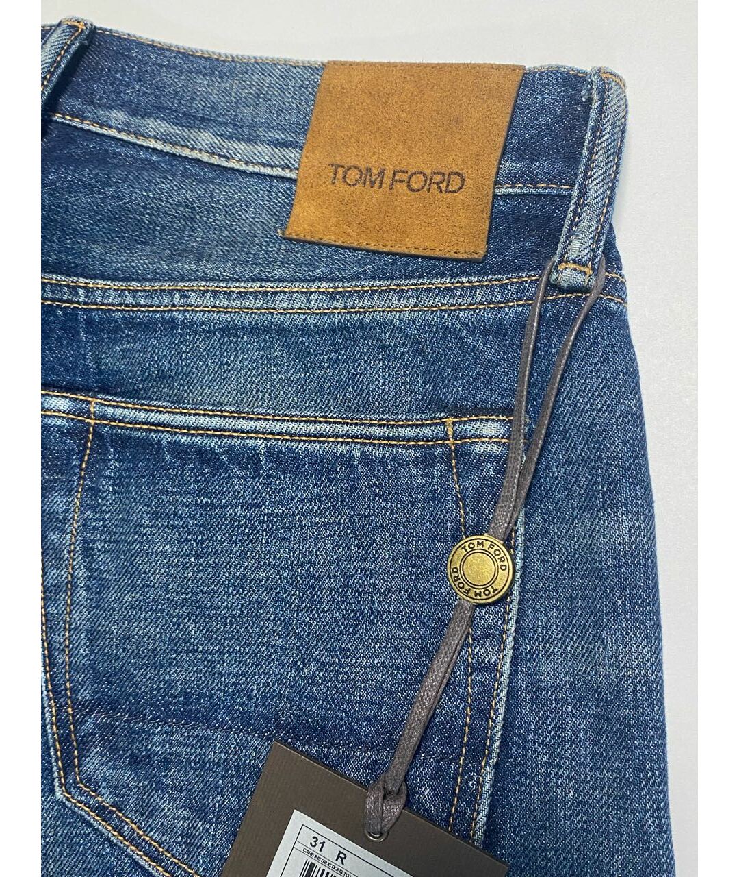 TOM FORD Голубые хлопковые прямые джинсы, фото 4