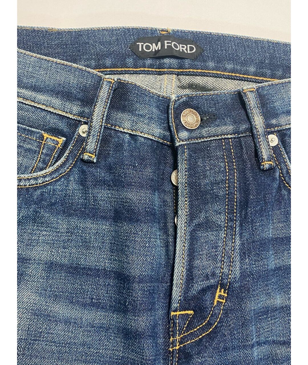 TOM FORD Голубые хлопковые прямые джинсы, фото 3