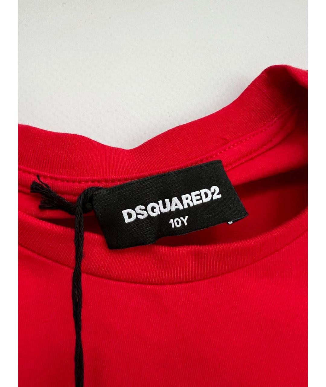 DSQUARED2 Красная хлопковая детская футболка, фото 2