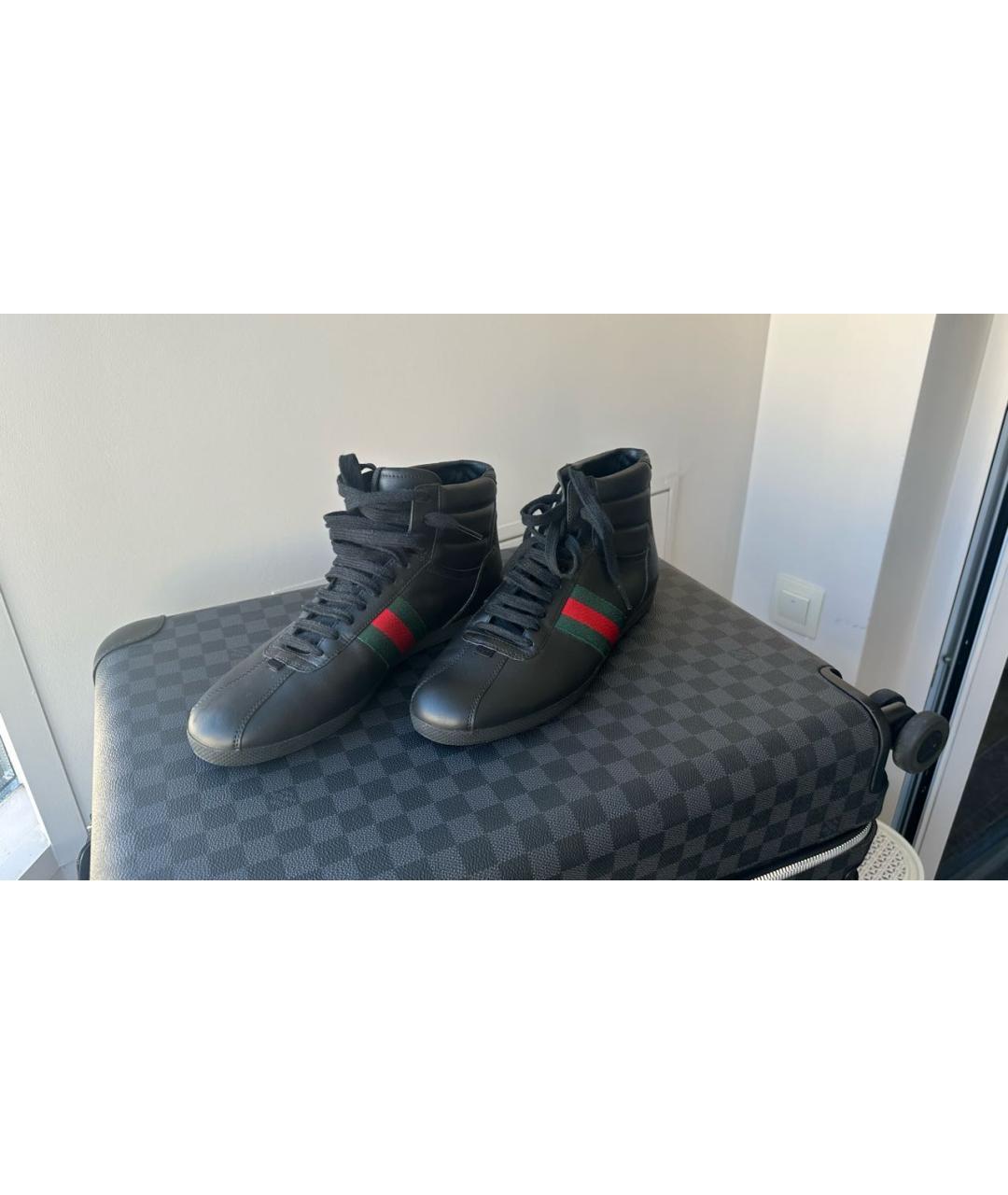 GUCCI Черные кожаные кеды, фото 2