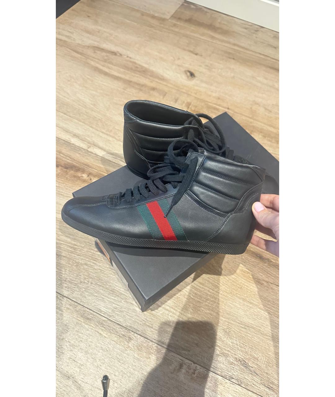 GUCCI Черные кожаные кеды, фото 5