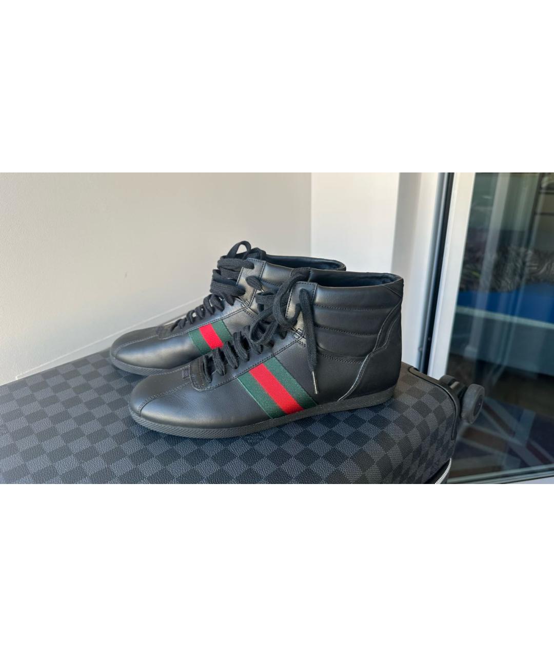 GUCCI Черные кожаные кеды, фото 3