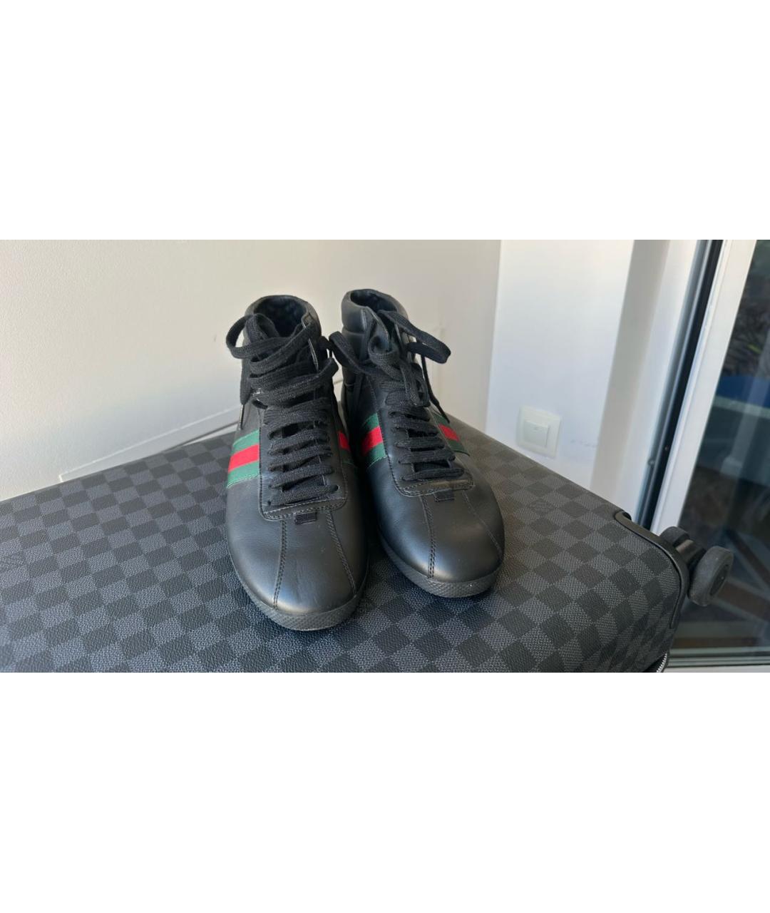 GUCCI Черные кожаные кеды, фото 4