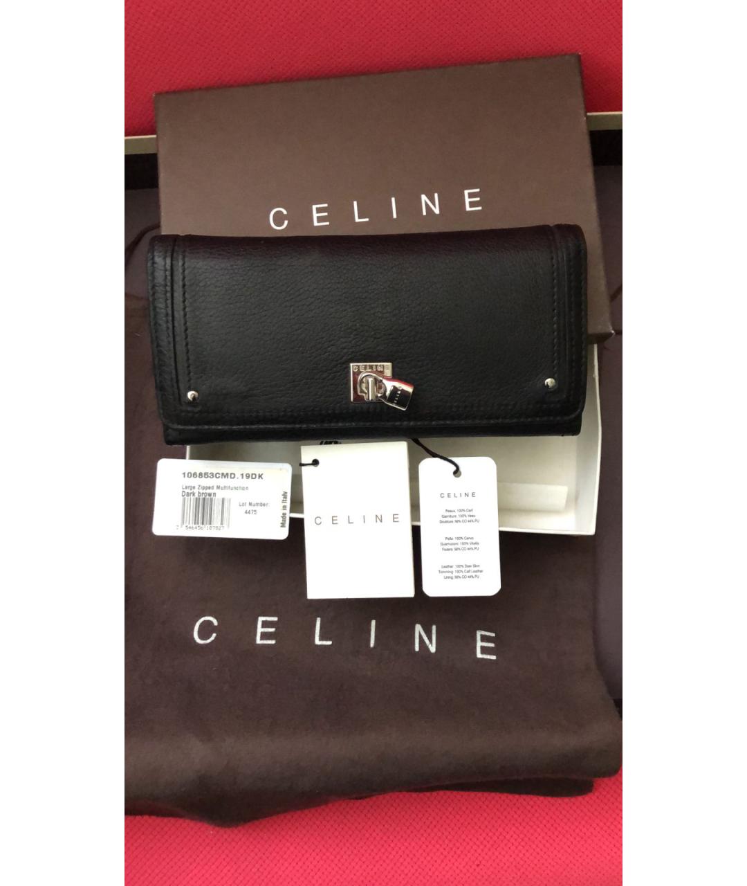CELINE Черный кожаный кошелек, фото 6