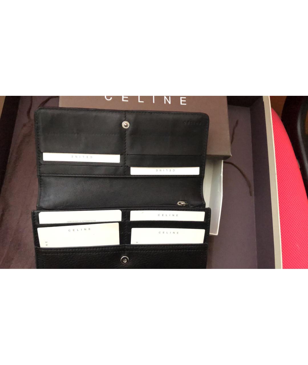 CELINE Черный кожаный кошелек, фото 7