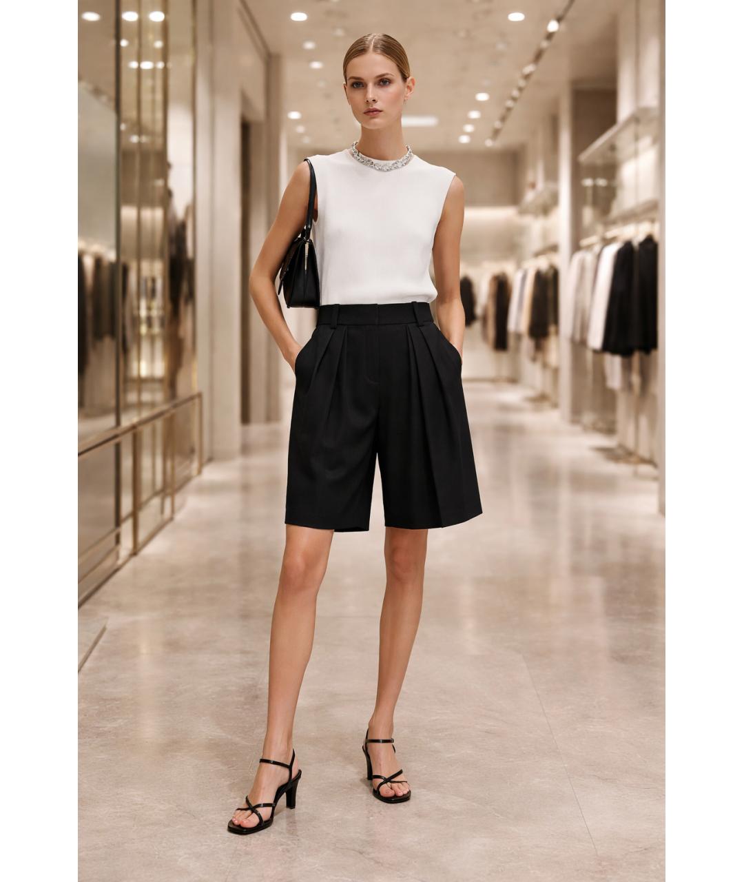 CELINE Черные хлопковые шорты, фото 5