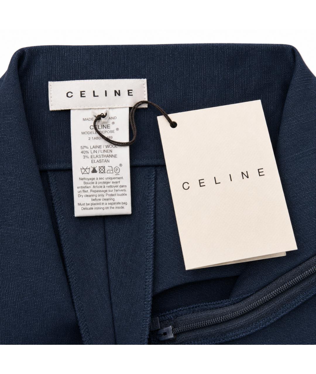 CELINE Темно-синие шерстяные брюки узкие, фото 4