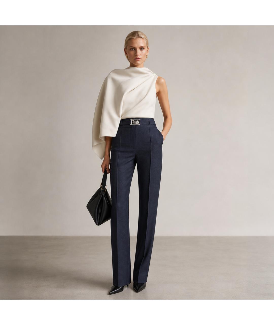 CELINE Темно-синие шерстяные брюки узкие, фото 5
