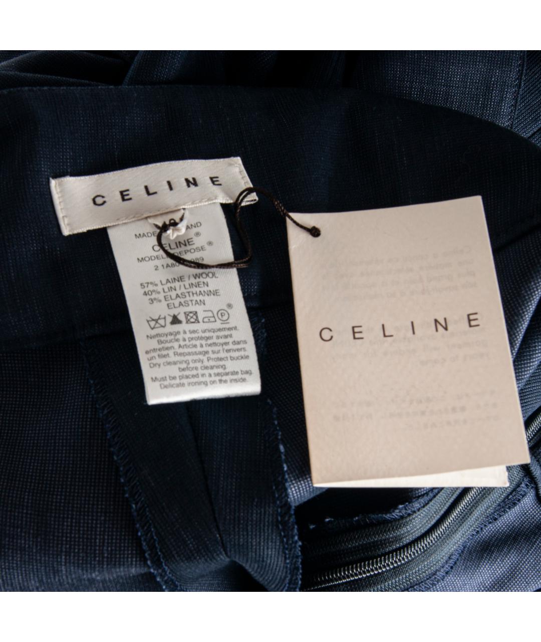 CELINE Темно-синие шерстяные брюки узкие, фото 4