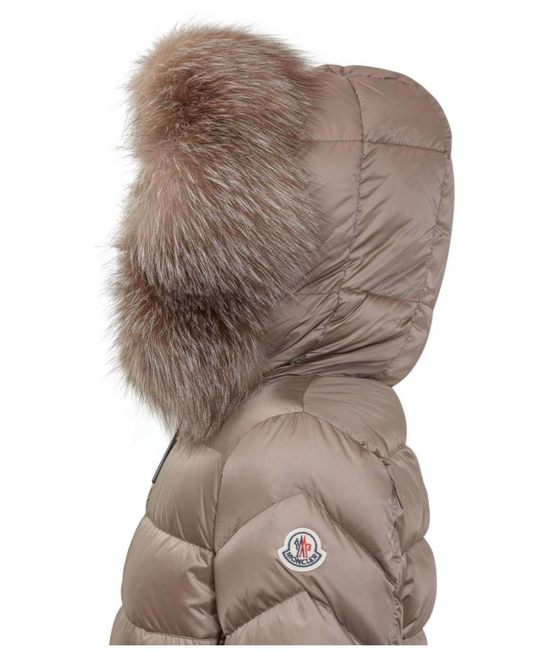 MONCLER Коричневый полиэстеровый пуховик, фото 3