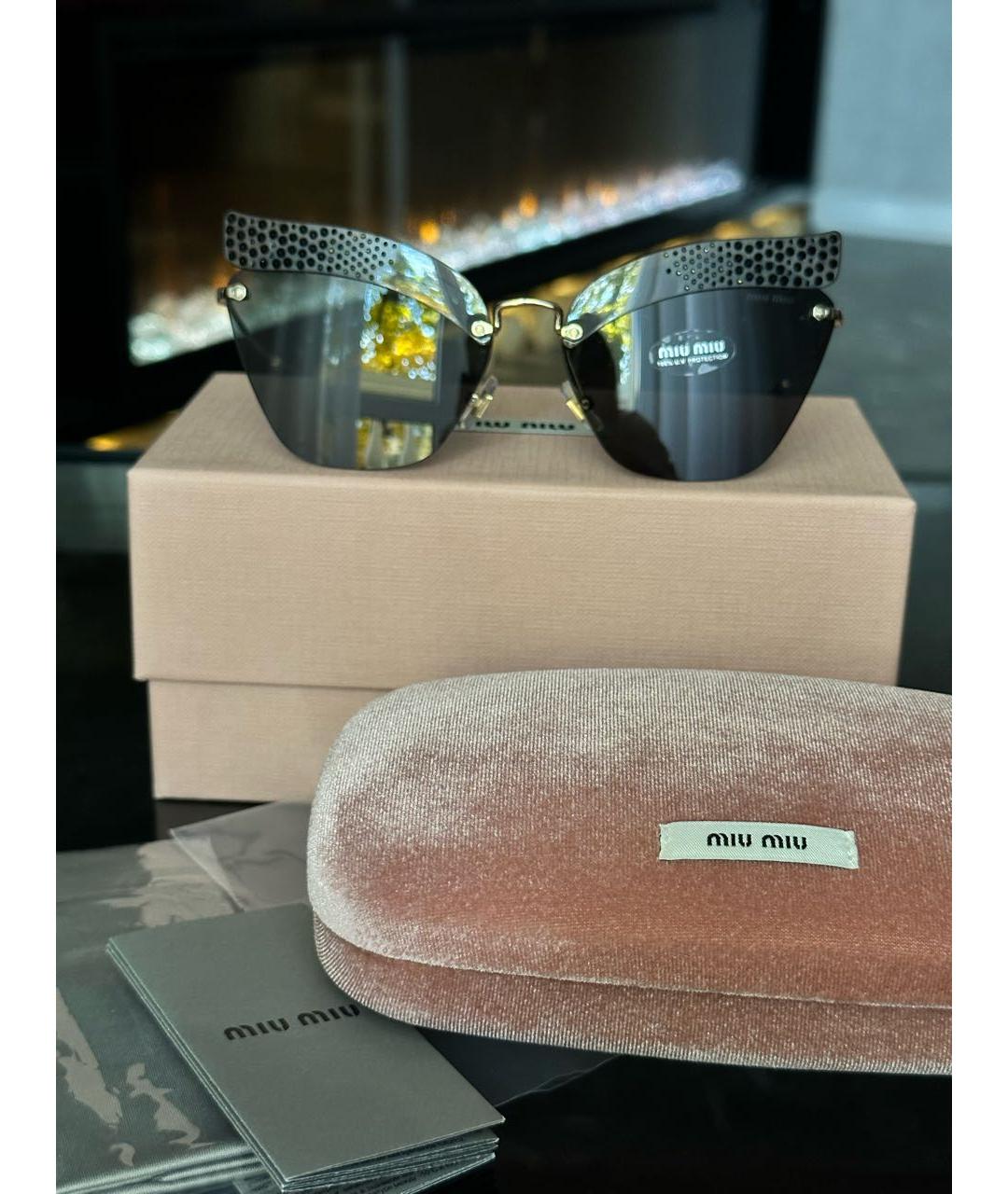 MIU MIU Черные металлические солнцезащитные очки, фото 2