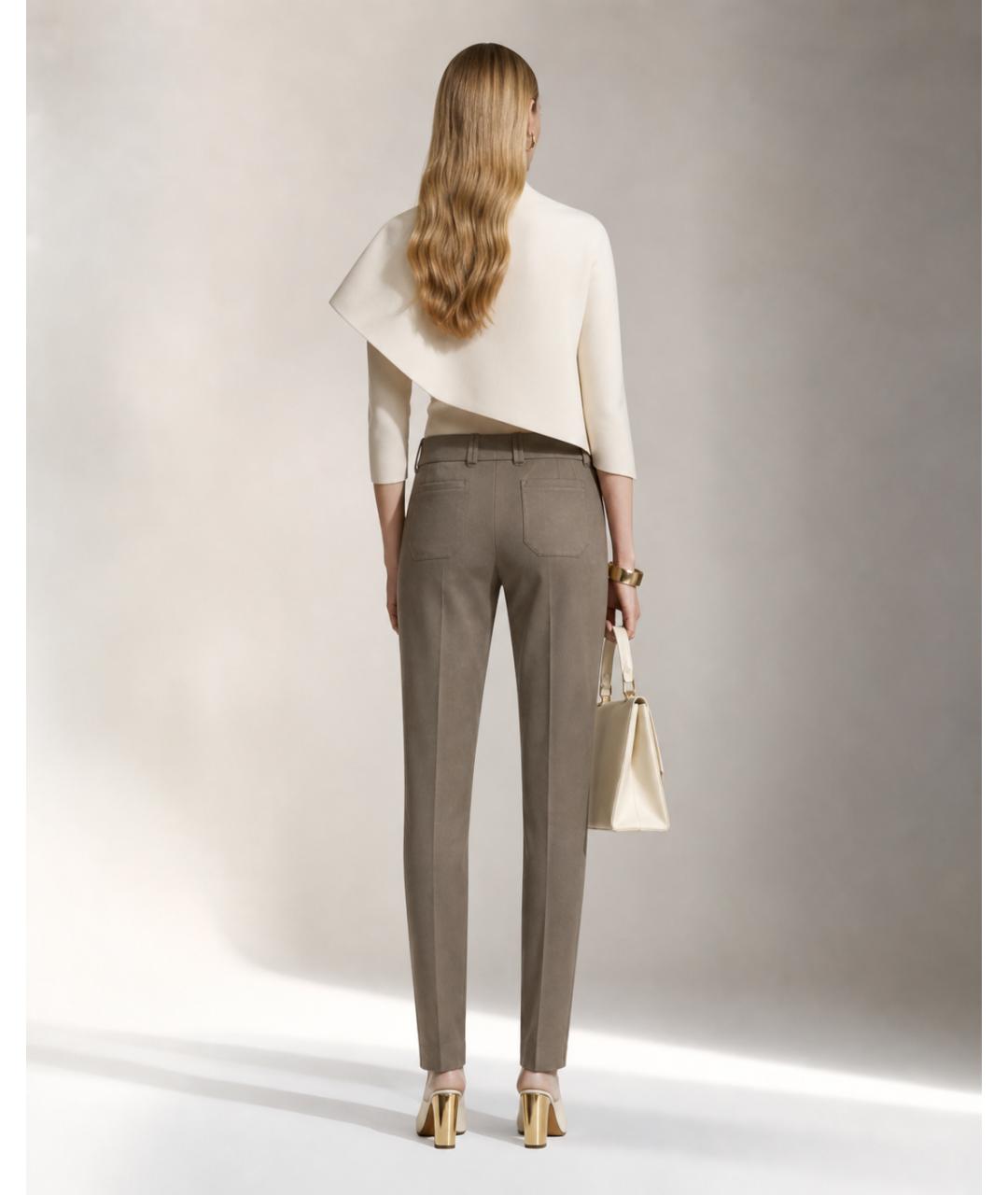 CELINE Хаки хлопковые брюки узкие, фото 7