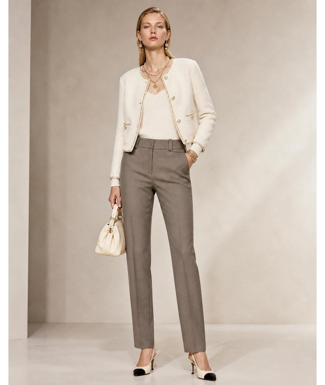 CELINE Хаки хлопковые брюки узкие, фото 6