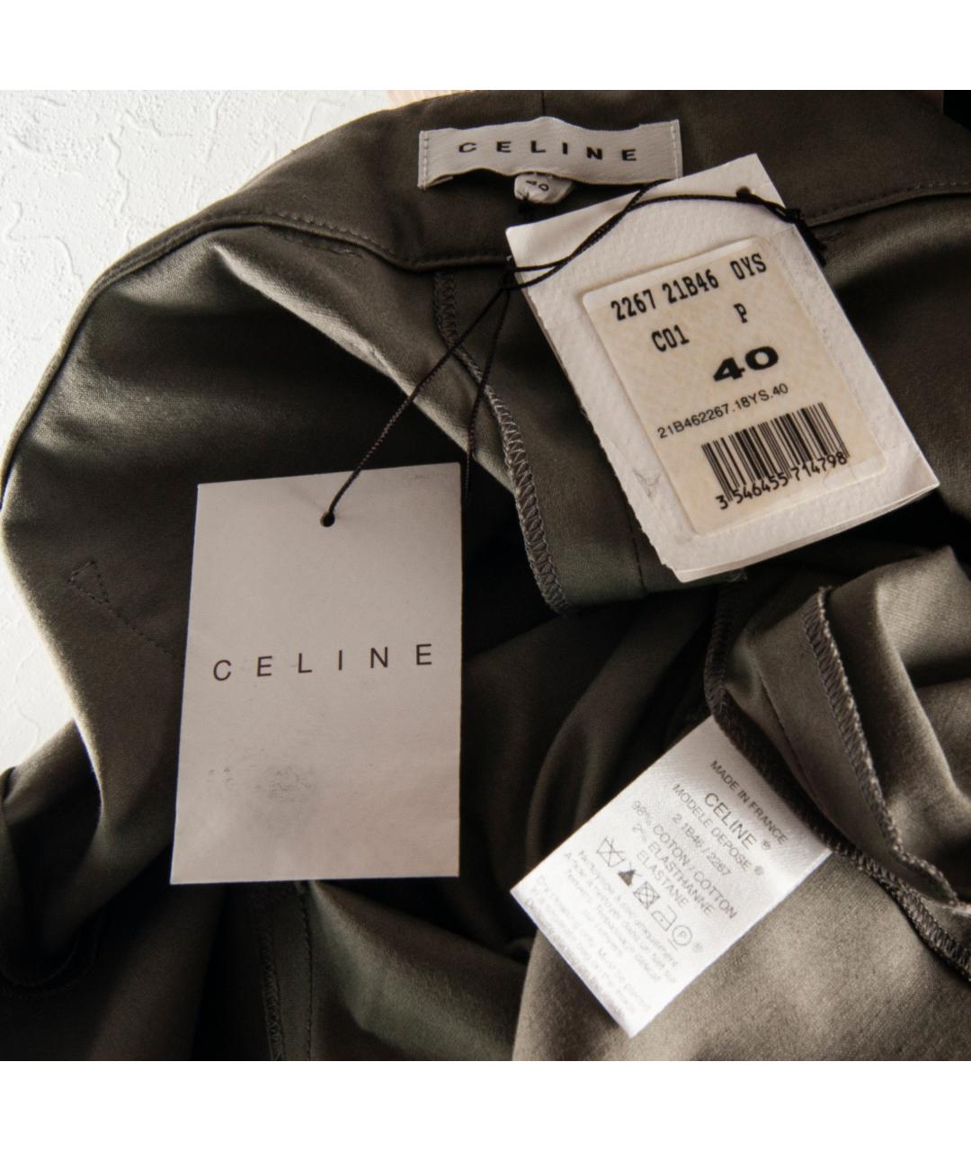CELINE Хаки хлопковые брюки узкие, фото 5