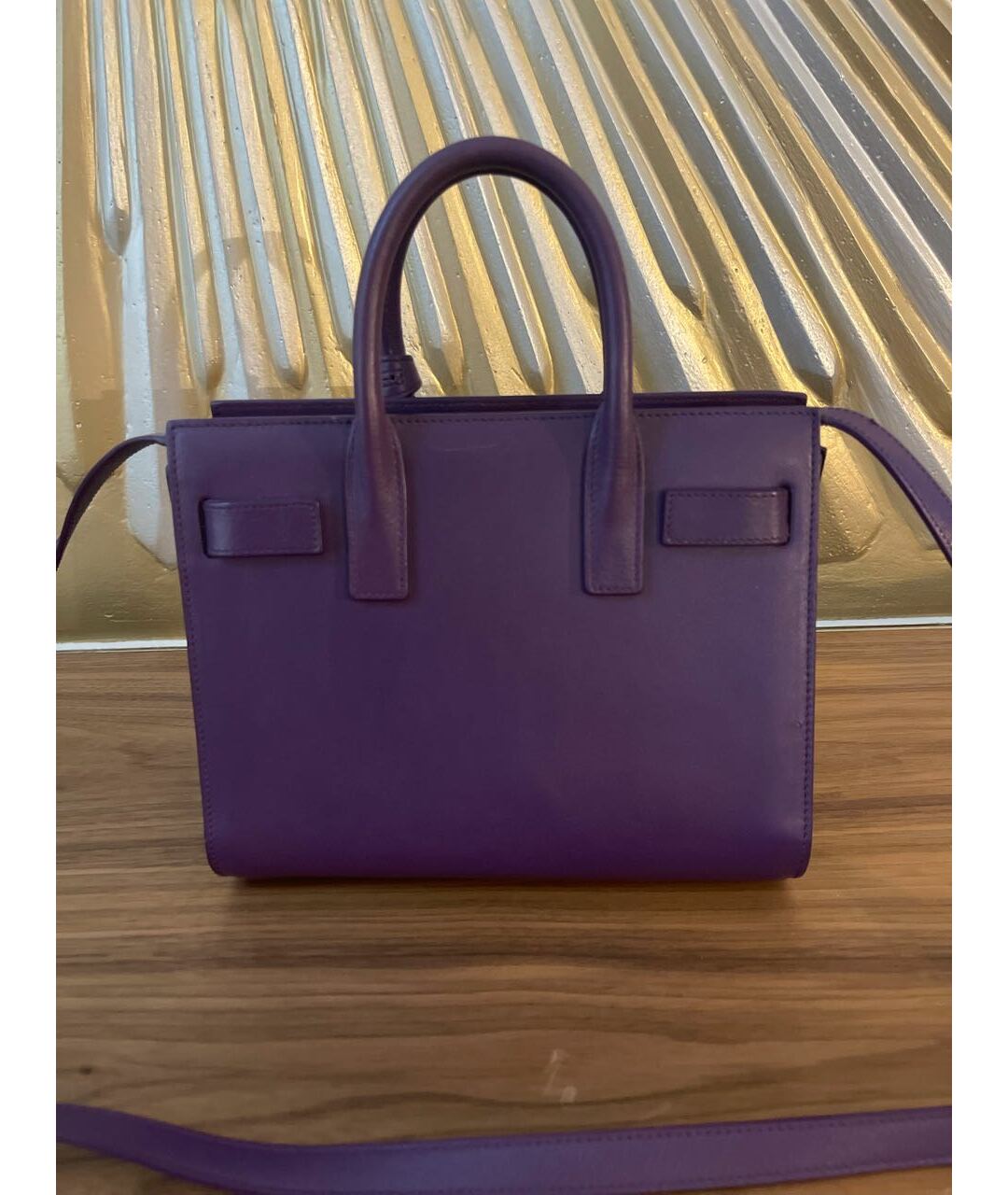 SAINT LAURENT Фиолетовая кожаная сумка тоут, фото 3