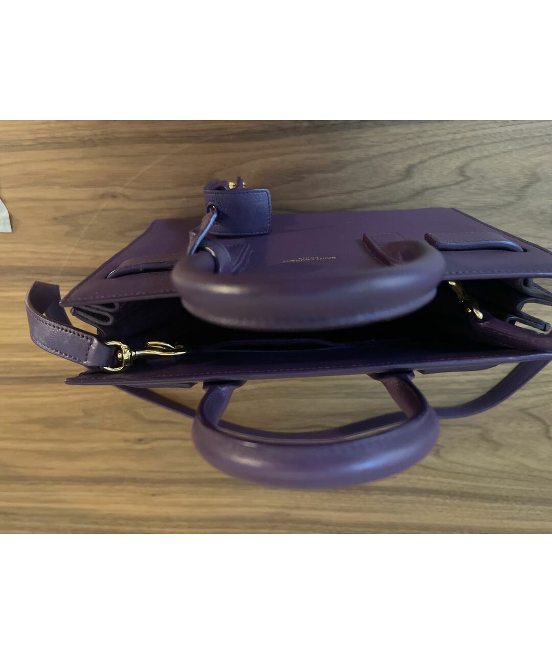 SAINT LAURENT Фиолетовая кожаная сумка тоут, фото 4